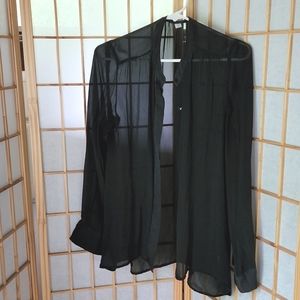 Sheer silk EILEEN FISHER button down blouse